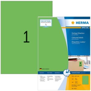 HERMA Etiketten A4 grün 210x297 mm Papier matt 100 St.