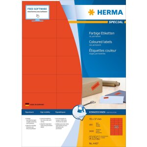 HERMA Etiketten A4 rot 70x37 mm Papier matt 2400 Stück