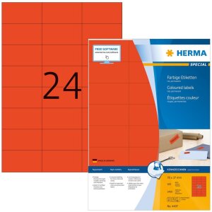 HERMA Etiketten A4 rot 70x37 mm Papier matt 2400 Stück