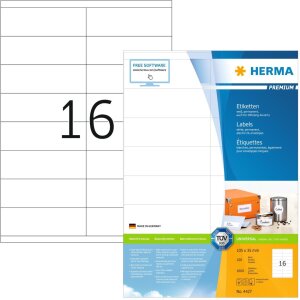 HERMA Etiketten Premium A4 weiß 105x35 mm Papier...