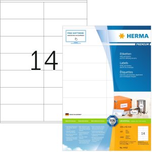 HERMA Etiketten Premium A4 weiß 105x42 mm Papier...
