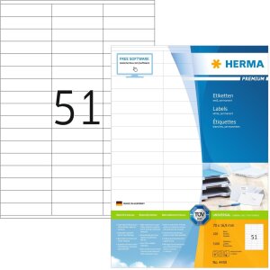 HERMA Etiketten Premium A4 weiß 70x16,9 mm Papier...