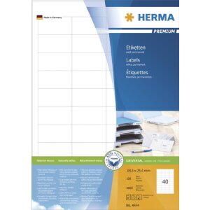 HERMA Etiketten Premium A4 weiß 48,5x25,4 mm Papier...