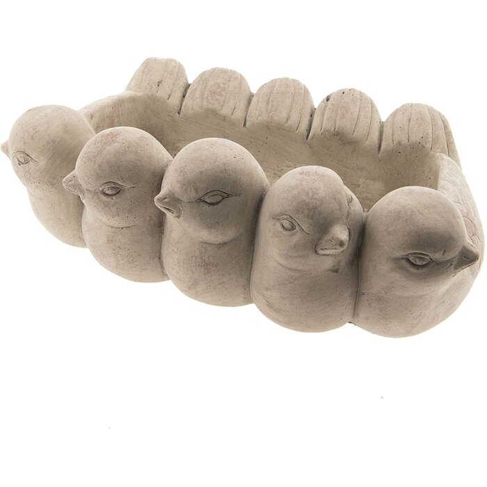 Clayre & Eef 6TE0204 Ghiveci de flori de interior 31x19x11 cm Gri gresie Păsări