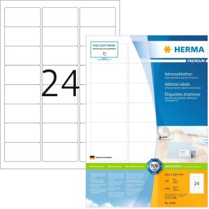 HERMA Adressetiketten Premium A4 weiß 63,5x33,9 mm...