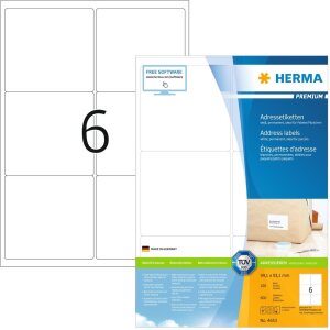 HERMA Adressetiketten Premium A4 weiß 99,1x93,1 mm...