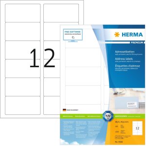 HERMA Adressetiketten Premium A4 weiß 88,9x46,6 mm...
