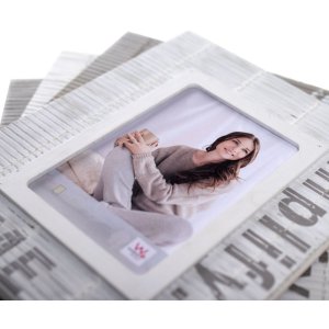 Walther Fotorahmen Simplify 10x15 cm weiß breiter Bambusoptik Portraitrahmen