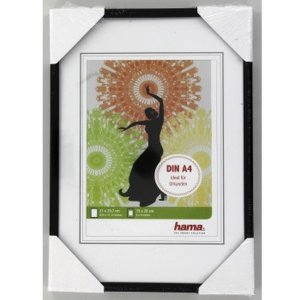Hama Kunststoffrahmen Madrid Schwarz 21 x 29,7 cm DIN A4 Urkunden-Bilderrahmen