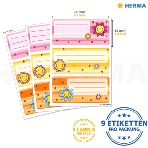 HERMA Schuletiketten Schule Blumengesichter weiß klein