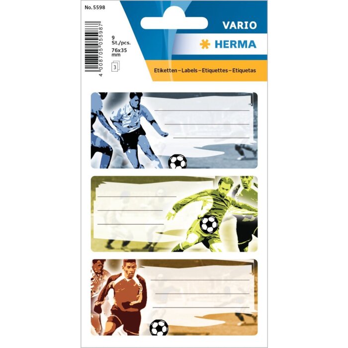 HERMA Beschriftungsetiketten FUßBALL 3 Blatt Fußballspieler selbstklebend