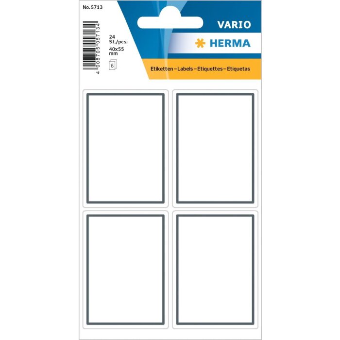 HERMA Schuletiketten neutral grauer Rand 40x55 mm