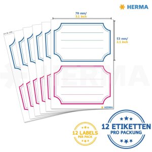 HERMA Schuletiketten neutral blau-rot