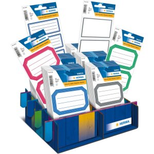 HERMA Schuletiketten neutral blauer Rand, Größe: 100 x 70 mm