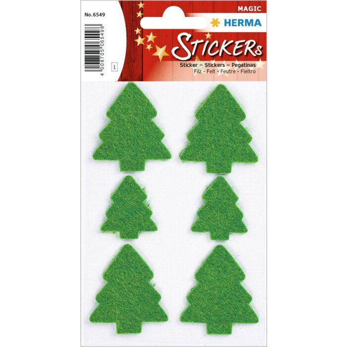 HERMA MAGIC Weihnachtsbäume Filz selbstklebend für Geschenke und Karten