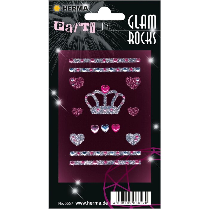 HERMA Glam Rocks Krone Handyaufkleber in Silber, Größe 1,5 x 1,5 cm