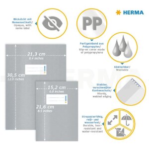 HERMA Heftschoner PP A4 gedeckt-grau Strukturprägung 21,3 x 30,5 cm