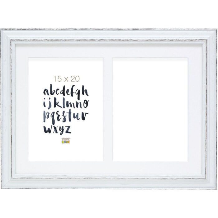 S221H3 Rama foto albă cu passe-partout pentru 2 fotografii 10x15 cm