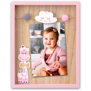 ZEP Ryan Babyrahmen 10x15 cm rosa Holzrahmen mit Giraffen...