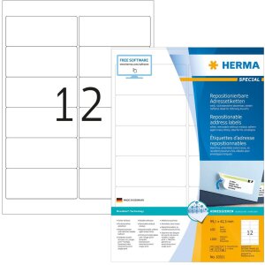 HERMA Adressetiketten A4 weiß 99,1x42,3 mm...