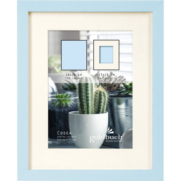 Goldbuch Fotorahmen Cosea 18x24 cm blau Holzoptik Blockprofil Passepartout