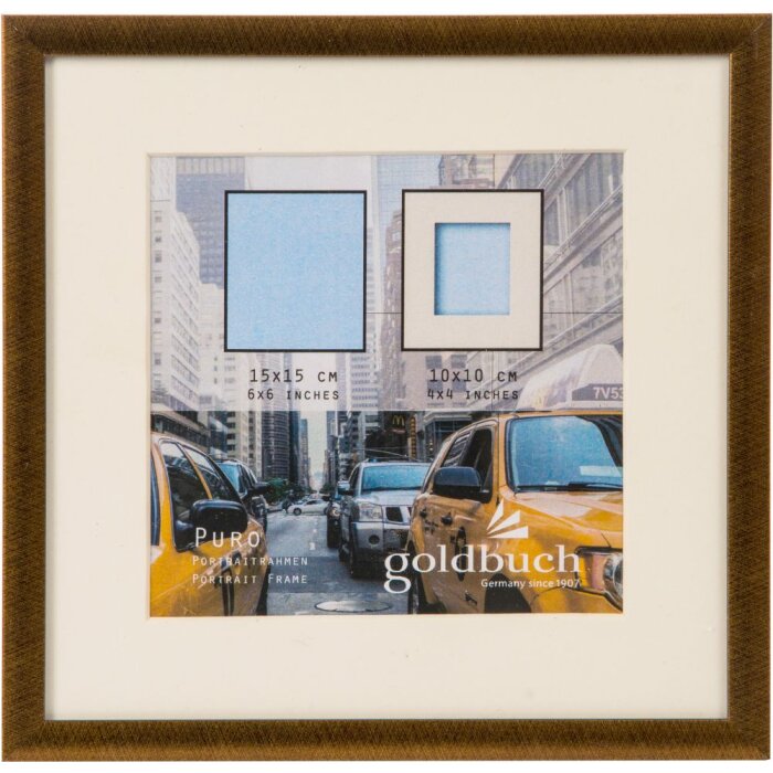 Goldbuch cadru din plastic Puro 15x15 cm bronz cu passe-partout 10x10 cm