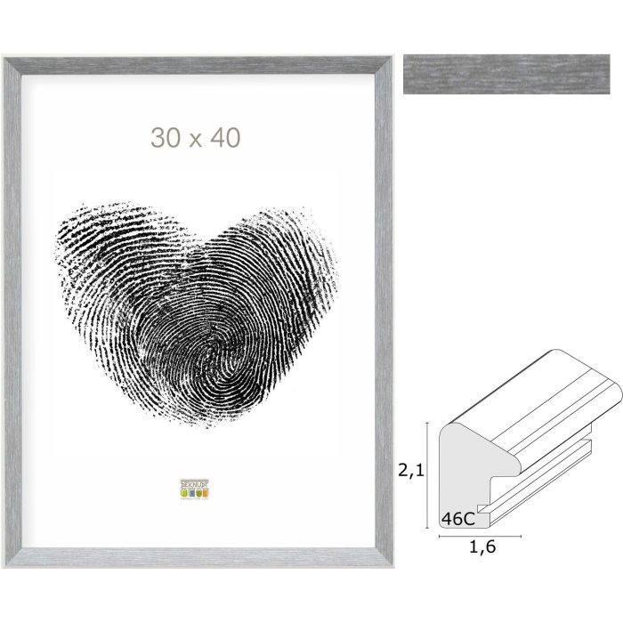 Deknudt S46CH7 Bilderrahmen grau-blau weißer Rand Kunststoff Klarglas MDF 30x30