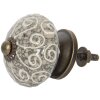 Clayre & Eef 64162 Buton de ușă Ø 4 cm Gri Brown Ceramic Round