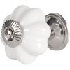 Clayre & Eef 64376 Buton de ușă Ø4cm Alb Vintage Ceramic Furniture Knob