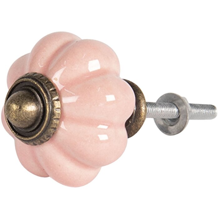 Clayre & Eef 64388 Buton de ușă Ø 4 cm Ceramică roz