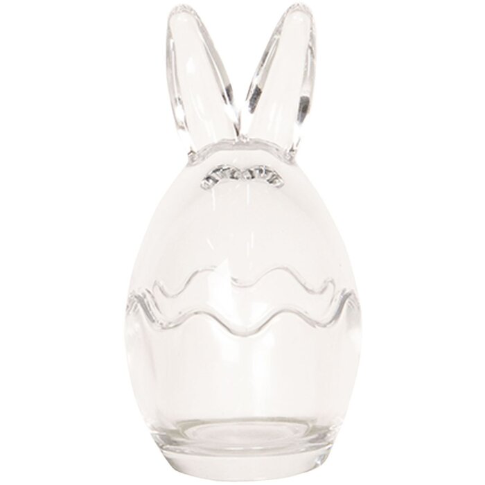 Clayre & Eef 6GL2507 Borcan de depozitare cu capac urechi de iepuraș Ø 6x12 cm Transparent