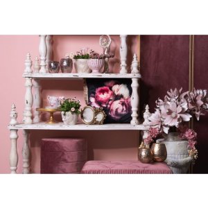 Clayre & Eef 6TE0278M Ghiveci de flori 17x17x15 cm alb teracotă trandafiri rotund