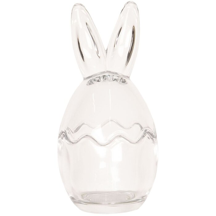 Clayre & Eef borcan de depozitare urechi de iepuraș Ø8x17 cm Borcan din sticlă transparentă cu capac