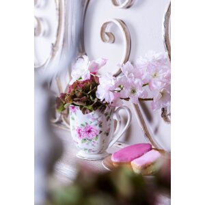 Clayre & Eef 6CEMU0059 Cană 200 ml Bej Roz Porțelan Flori Aur