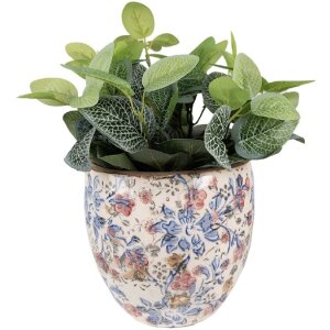 Clayre & Eef 6CE1031M Ghiveci de flori 18x17cm Albastru Bej Floral Ceramică