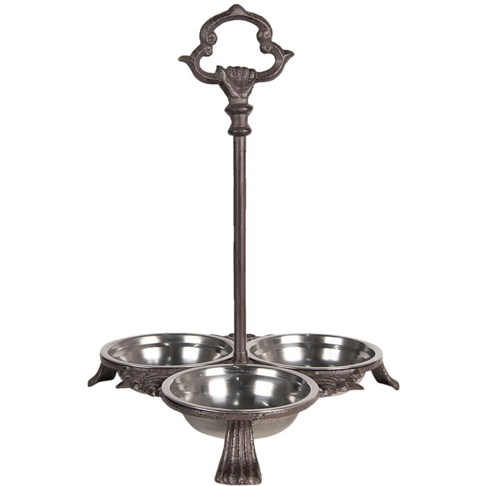 Clayre & Eef 6Y3664 Bol pentru hrănirea animalelor Brown Iron 31x30x37 cm 3x0,5L