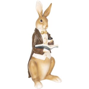 Clayre & Eef Dekoration Kaninchen lesend 15x13x40 cm...