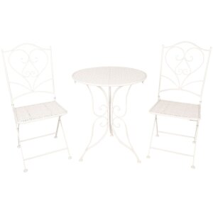 Clayre & Eef Tafel + 2x Stuhl Ø 60x70-40x40x92...