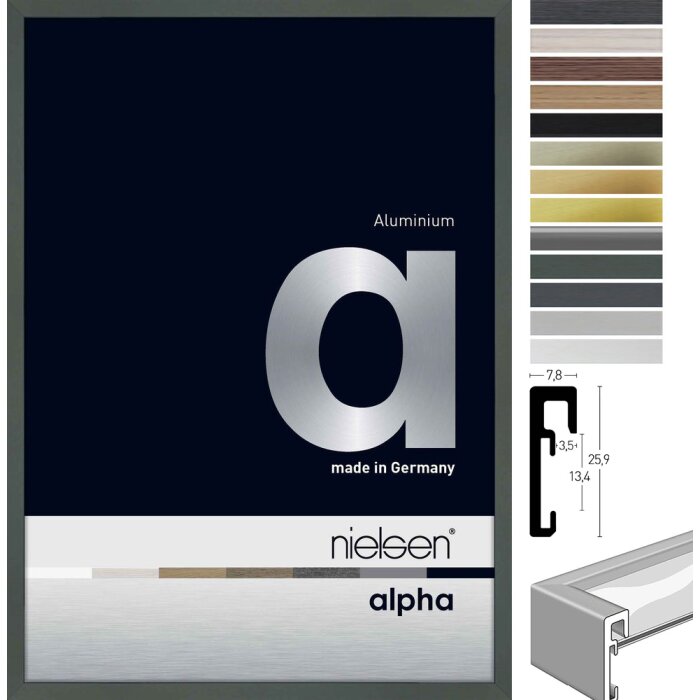 Nielsen Aluminium Picture Frame Alpha Normal Glass Anodised 7.8 mm