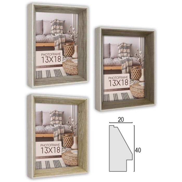 ZEP Bilderrahmen Scott Braun Creme Grau MDF 10x15 cm bis 30x40 cm