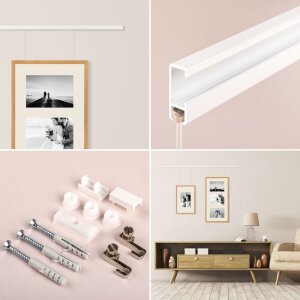 Set de bare pentru galerie din aluminiu, 1 m, alb