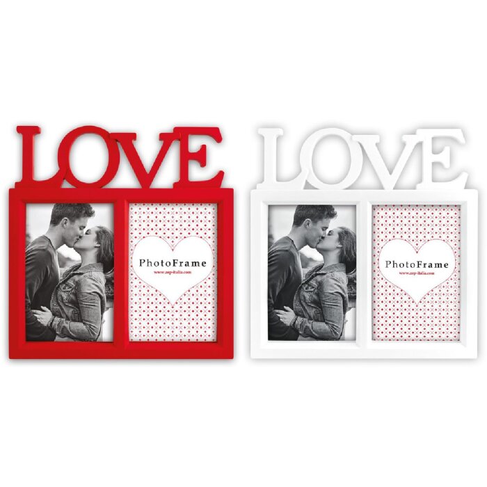 Clayre & Eef 5MG0073 - Ramă foto dublă Madeira 2x10x15 cm cu inscripția „Love”, 23x23 cm