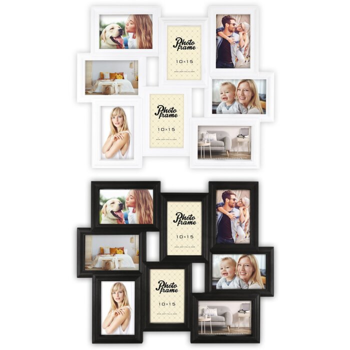 ZEP Tolosa Fotogalerie Kunststoffrahmen 8 Fotos 10x15 cm schwarz weiß 51x42 cm