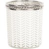 Clayre & Eef 6GL2621 Suport pentru lumânări Ø 6x7 cm Sticlă albă argintie Metal