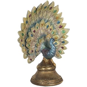 Clayre & Eef Dekoration Pfau mehrfarbig 22x12x30 cm