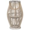 Clayre & Eef 6RO0470M Lanternă Ø 23x40 cm Lemn gri Sticlă rotundă Lumânare Holder
