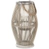 Clayre & Eef 6RO0470M Lanternă Ø 23x40 cm Lemn gri Sticlă rotundă Lumânare Holder