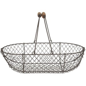 Clayre & Eef Set de 3 coșuri din lemn de fier maro 38x22x10 32x18x9 29x15x8 cm