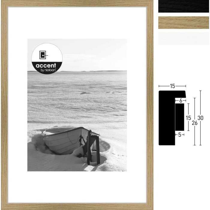 Nielsen Accent Holz-Bilderrahmen Aura 3D MDF 13x18 cm bis 40x50 cm