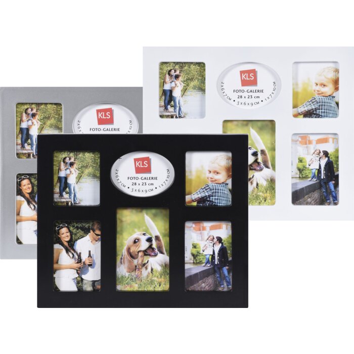 KLS Galerie foto 6 fotografii Cadru din plastic 28x23 cm Negru Argint Alb
